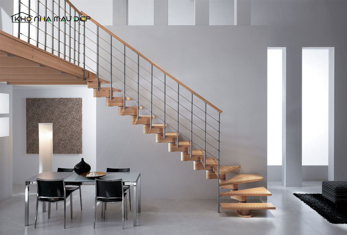 mẫu cầu thang nhà có gác lửng