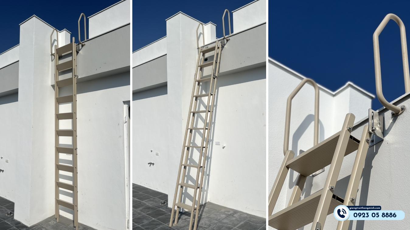 tay vịn cầu thang dưới giếng trời